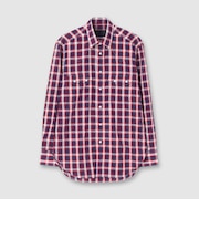 COTTON／LINEN PLAID WESTERN SHIRT