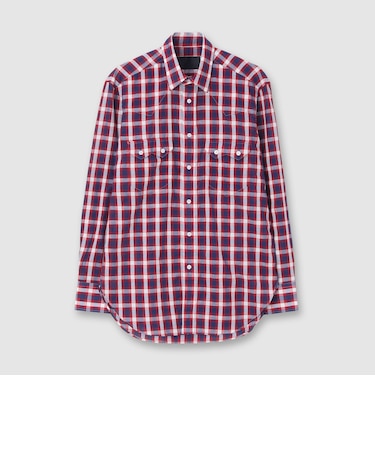 COTTON/LINEN PLAID WESTERN SHIRT