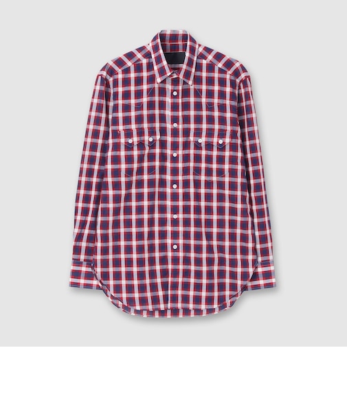 COTTON/LINEN PLAID WESTERN SHIRT