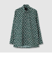 FLOWER PRINT FLY FRONT 　SHIRT