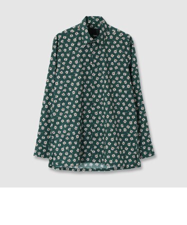 FLOWER PRINT FLY FRONT 　SHIRT