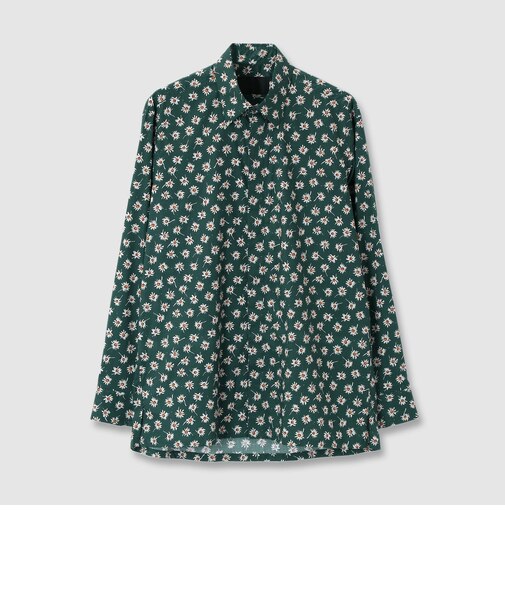 FLOWER PRINT FLY FRONT 　SHIRT