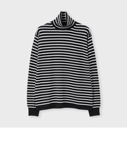 EFMW BORDER TURTLE NECK KNIT [エクストラファインメリノ ボーダータートル]