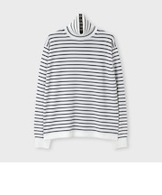 EFMW BORDER TURTLE NECK KNIT [エクストラファインメリノ ボーダータートル]