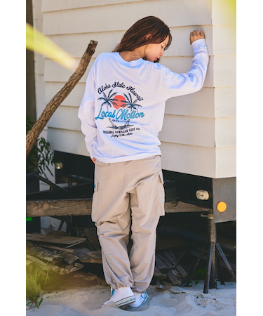 PALM TREE CHAIN STITCH×PRINT LS TEE