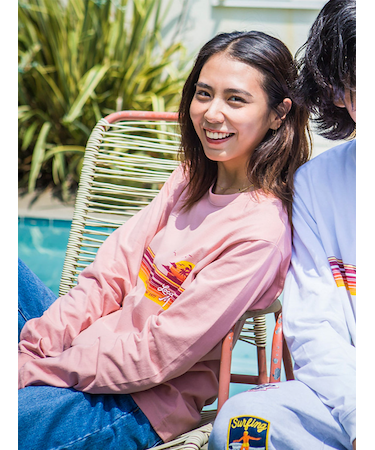 ﾌﾛﾝﾄﾗｲﾝﾌﾟﾘﾝﾄ長袖Tｼｬﾂ