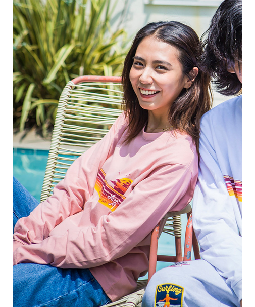 ﾌﾛﾝﾄﾗｲﾝﾌﾟﾘﾝﾄ長袖Tｼｬﾂ