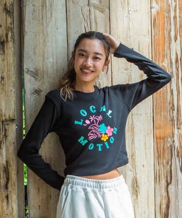 ﾗﾒﾌﾟﾘﾝﾄﾌﾗｲｽﾐﾆ長袖Tｼｬﾂ