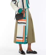 バイマテリアル プリーツ スカート