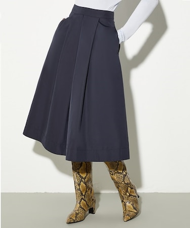 サテン ミディ カローラ スカート