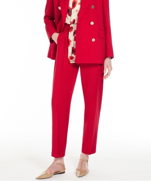 ウール クレープ サテン パンツ