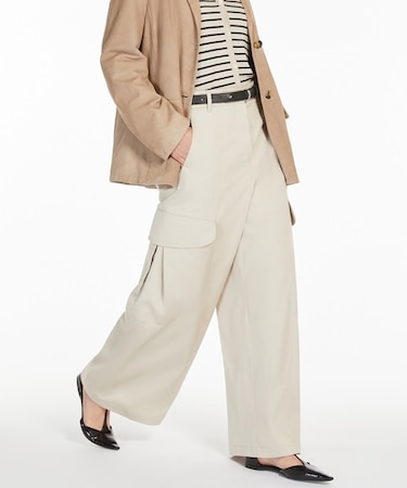 ピュア コットン ギャバジン カーゴ パンツ