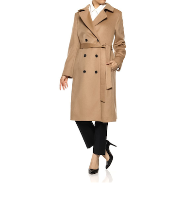 カシミヤ素材 ベルテッドダブルコート