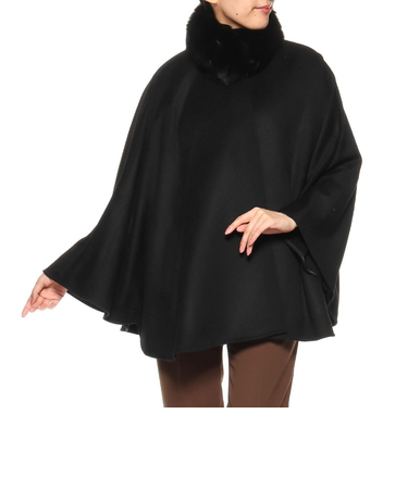 フォックスファー付きカシミ素材ヤケープコート