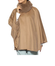 フォックスファー付きカシミ素材ヤケープコート