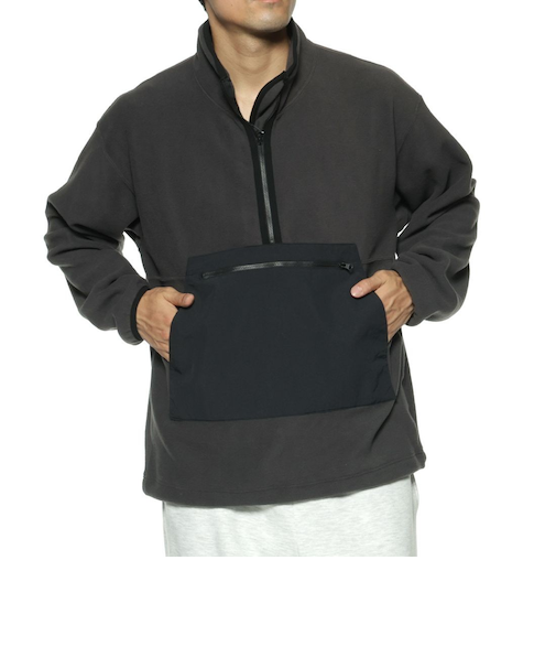 マイクロフリース素材ハーフジップ プルオーバー