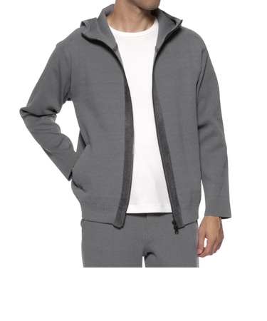 ウォッシャブル ジップアップニットパーカー