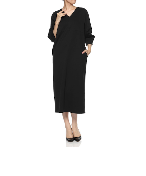 Vネック ストレートドレス