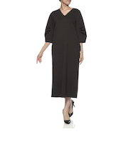 Vネック ストレートドレス