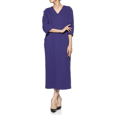 Vネック ストレートドレス