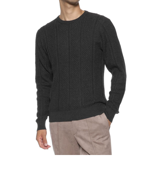 コットンカシミヤケーブルニットプルオーバー