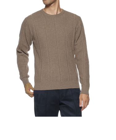 コットンカシミヤケーブルニットプルオーバー