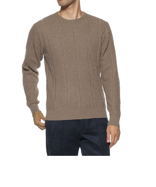 コットンカシミヤケーブルニットプルオーバー