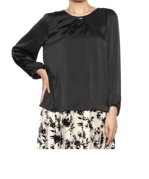 ウォッシャブル ネックバー付ブラウス