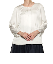 ウォッシャブル ネックバー付ブラウス