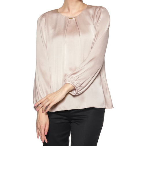 ウォッシャブル ネックバー付ブラウス