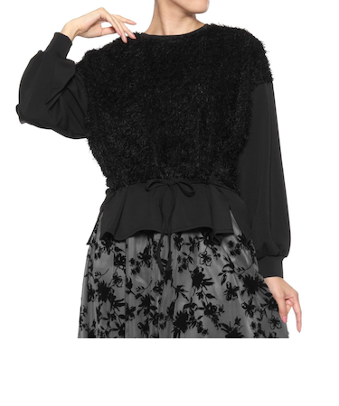 ウォッシャブル フェイクファーコンビネーションプルオーバー