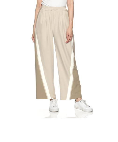 ウォッシャブル ライン入りワイドパンツ