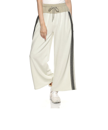 コーデュロイ素材サイドライン入りドローストリング ワイドパンツ