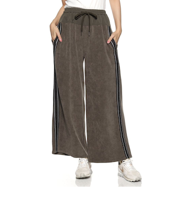コーデュロイ素材サイドライン入りドローストリング ワイドパンツ