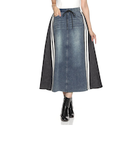 デニム＆コーデュロイ コンビネーション ドローストリング スカート