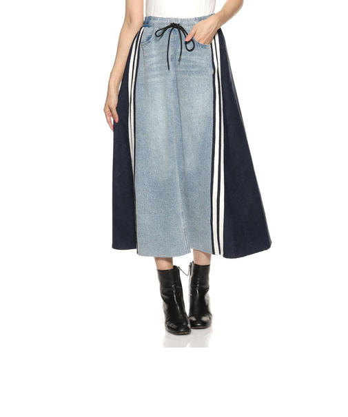 デニム＆コーデュロイ コンビネーション ドローストリング スカート