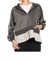 ウォッシャブル 異素材コンビネーション ジップアップブルゾン