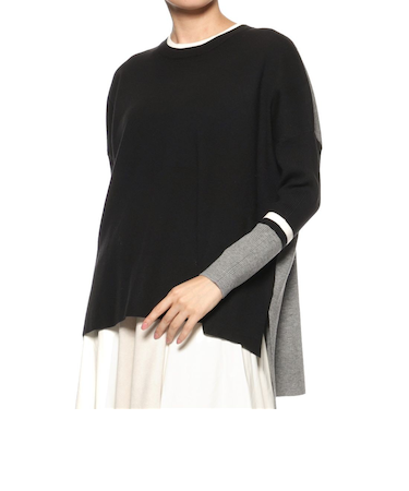 ウォッシャブル バイカラーオーバーフィット ニットプルオーバー