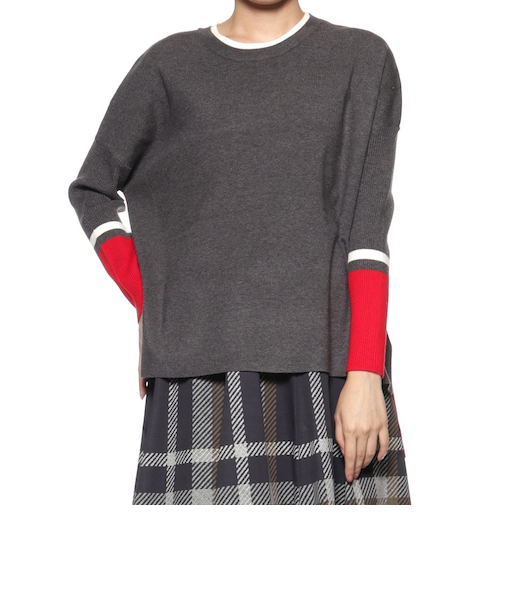 ウォッシャブル バイカラーオーバーフィット ニットプルオーバー