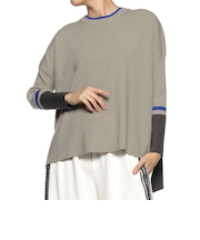 ウォッシャブル バイカラーオーバーフィット ニットプルオーバー