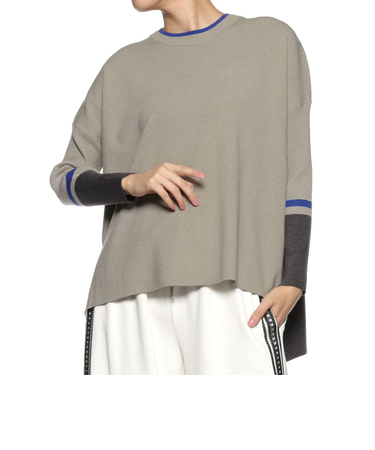 ウォッシャブル バイカラーオーバーフィット ニットプルオーバー