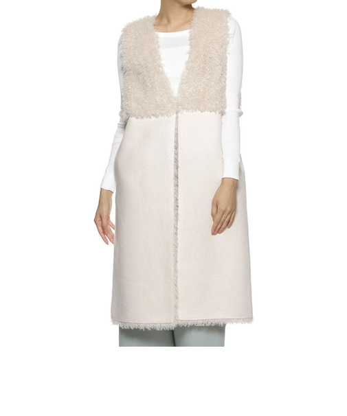 フェイクファー リバーシブル ロングベスト