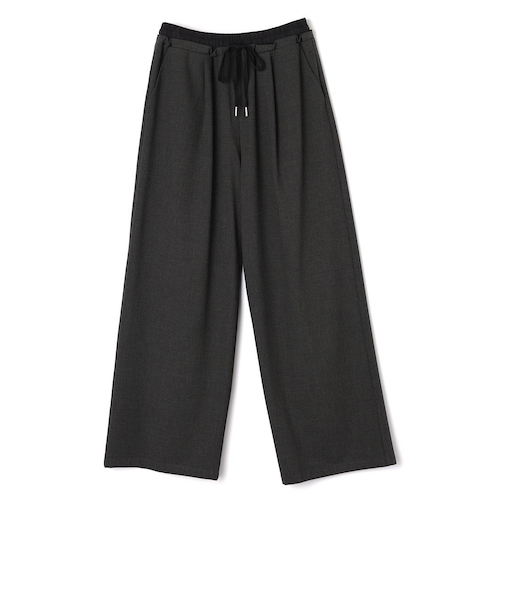 ウォッシャブル ダブルウエストワイドパンツ