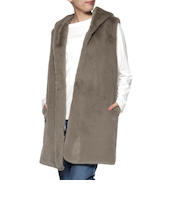 フェイクファー フーデッドロングジレ