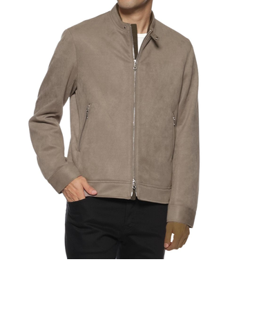 ウォッシャブル フェイクスエード素材シングルライダースジャケット