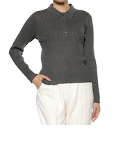 ウォッシャブル リブポロニットプルオーバー