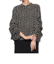 ウォッシャブル ランダムタックスリーブ プリントブラウス