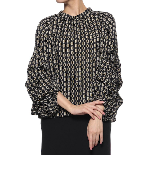 ウォッシャブル ランダムタックスリーブ プリントブラウス