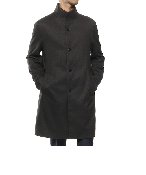 フランネルツイル素材スタンドカラーコート