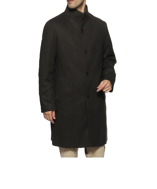 フランネルツイル素材スタンドカラーコート